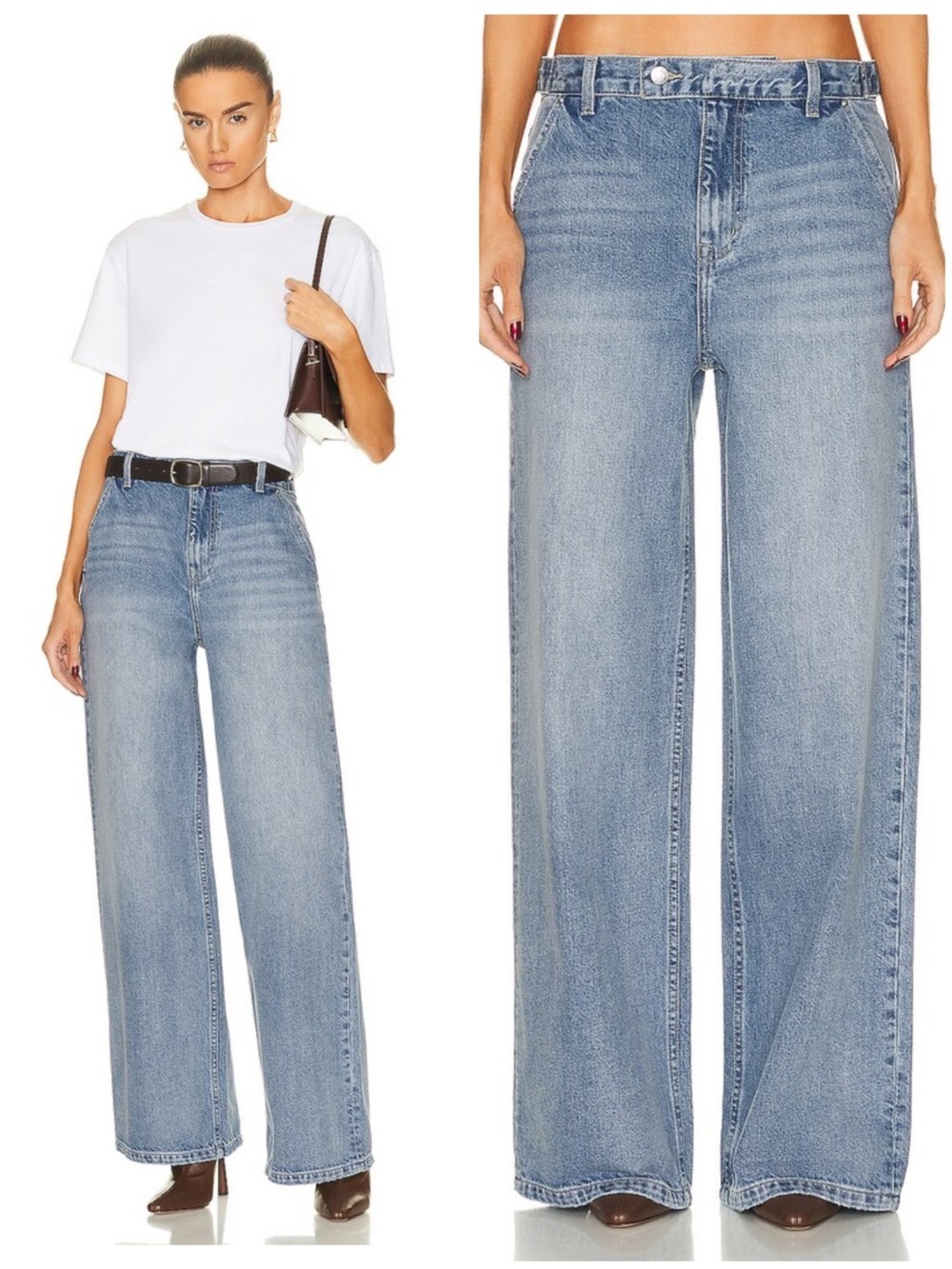 GRLFRND x Maggie MacDonald The Leigh Mid Rise Denim Trouser Wide Leg Jeans XS